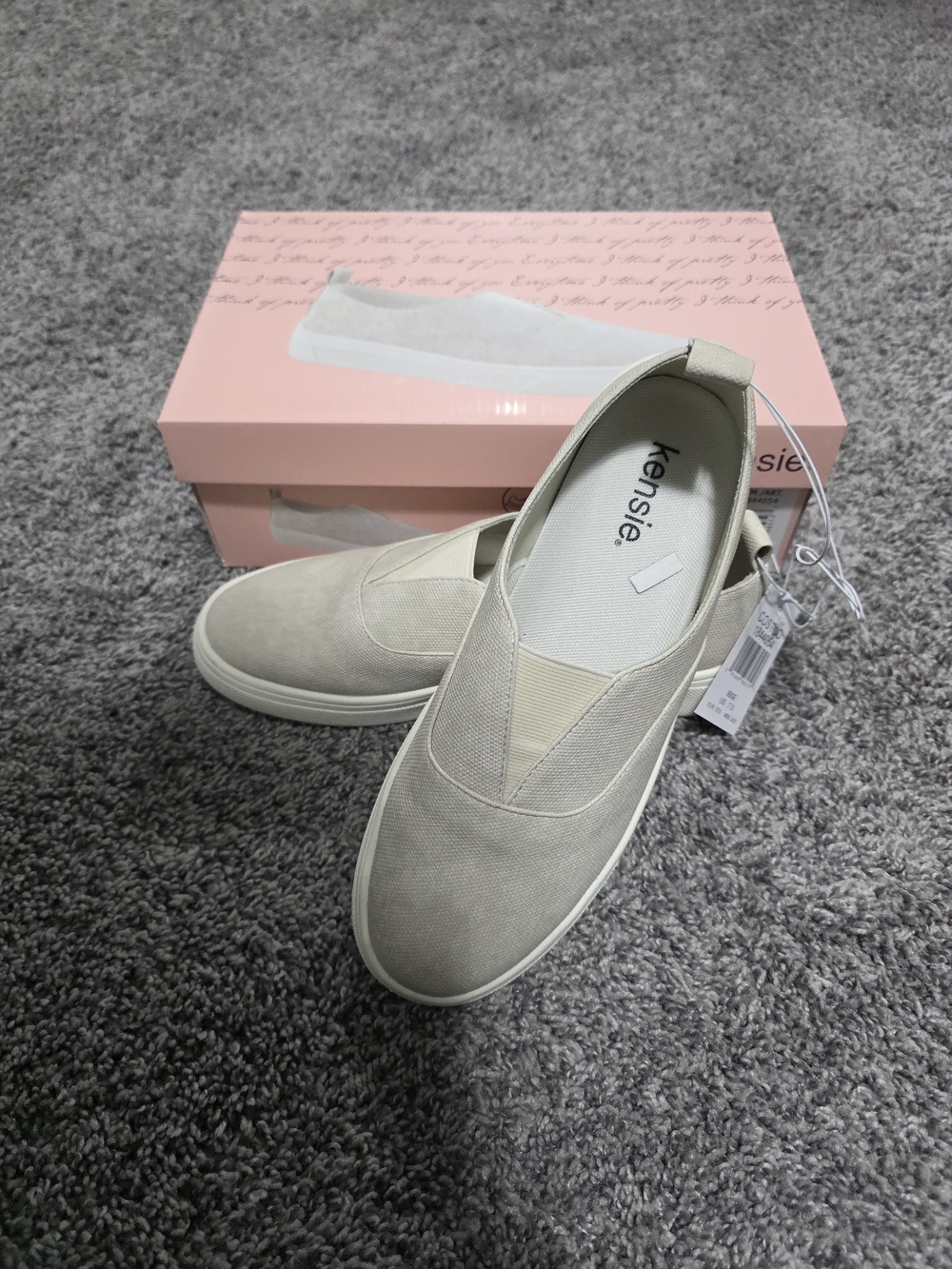 Kensie Women’s Slip-On Sneakers in Light Beige